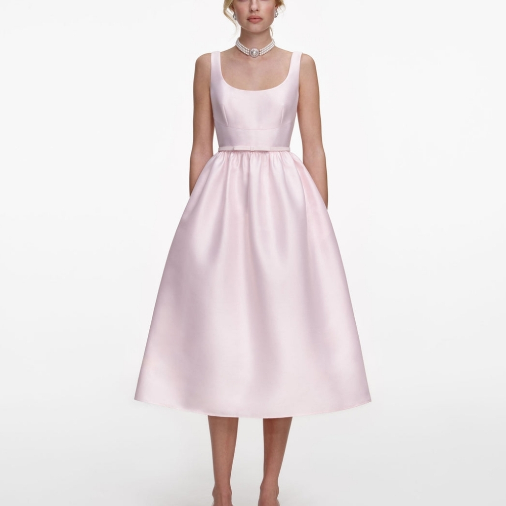 Self-Portrait Pink Taffeta Midi Dress